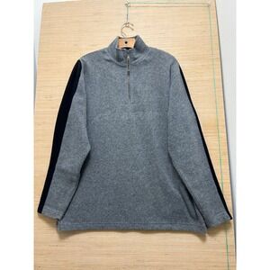 Old Navy Fleece Quarter Zip Pullover Sweater Gray Black Mens Size M